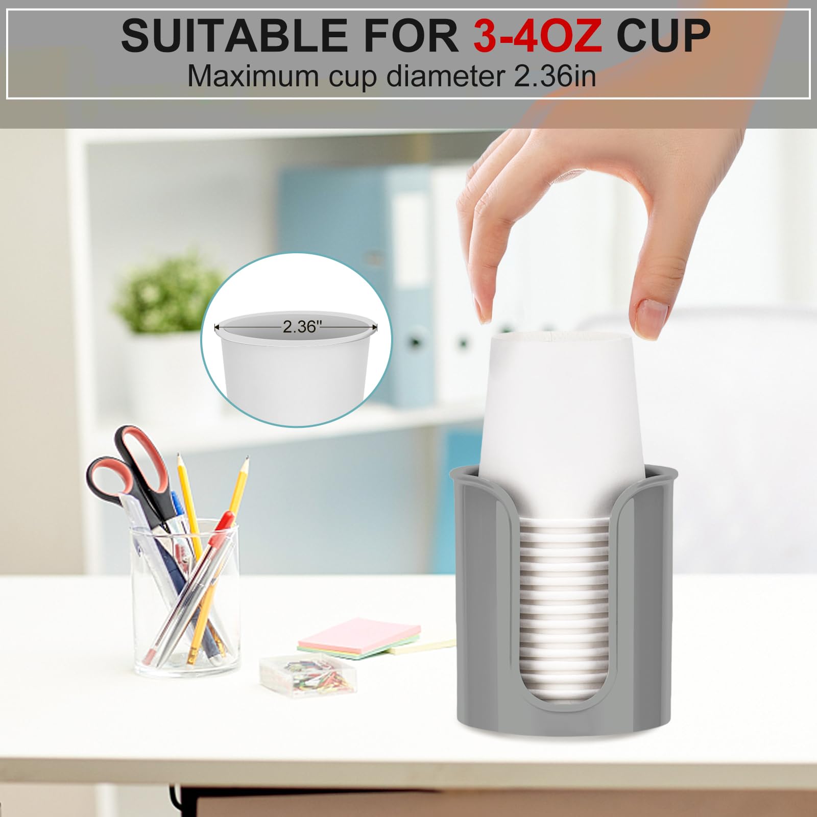 Byaway Cup Dispenser For Bathroom,Gray Bathroom Cup Holder,Small Paper Cup Dispenser Holder,Plastic Mouthwash Cup Dispenser For